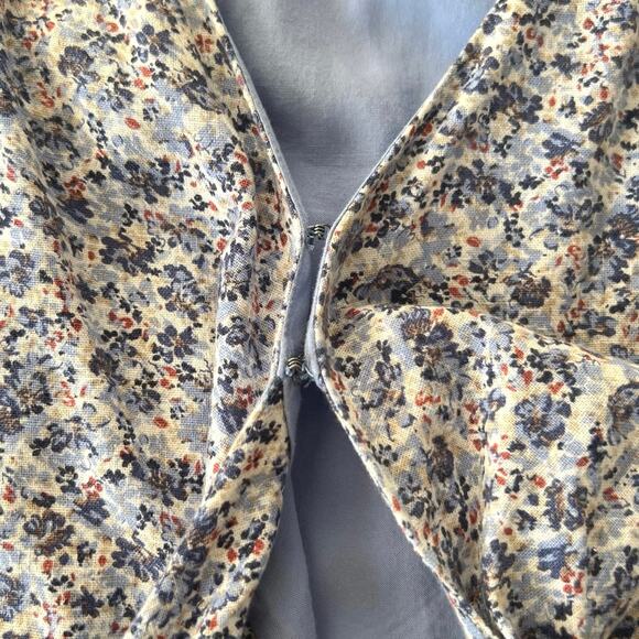 Abercrombie & Fitch Linen Blend Floral Tie Front Crop Blouse Size S - Picture 6 of 10